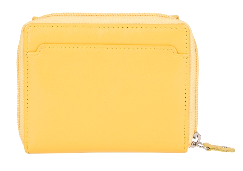 Damenbörse mit Überschlag und Fächer Leder RFID in gelb - 848-012-76