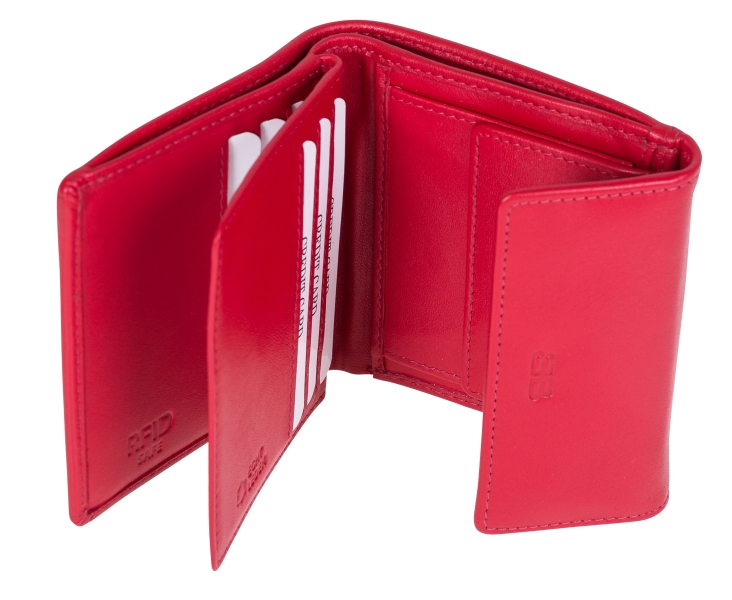 Kleine Damenbörse Minibörse mit Flügelwand in rot LEDER RFID - 859-012-70