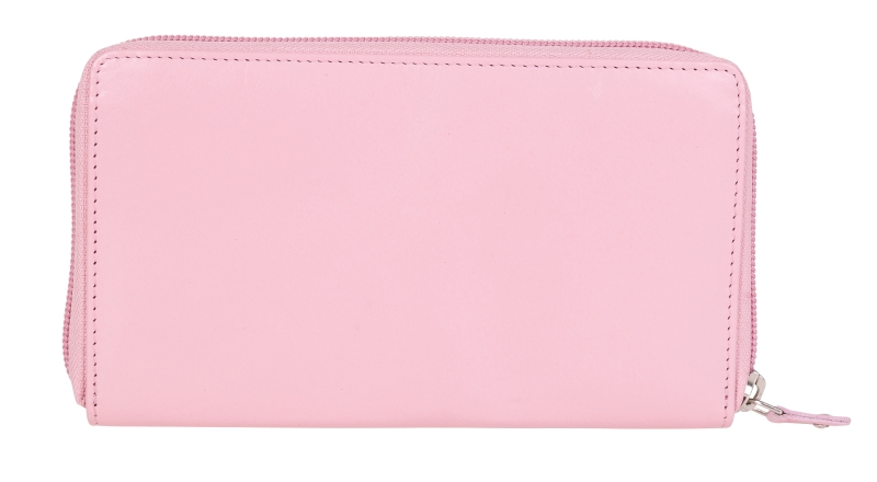 Damen Rundumreißverschlussbörse Leder RFID in rosa von Bernardo Bossi - 810-012-80