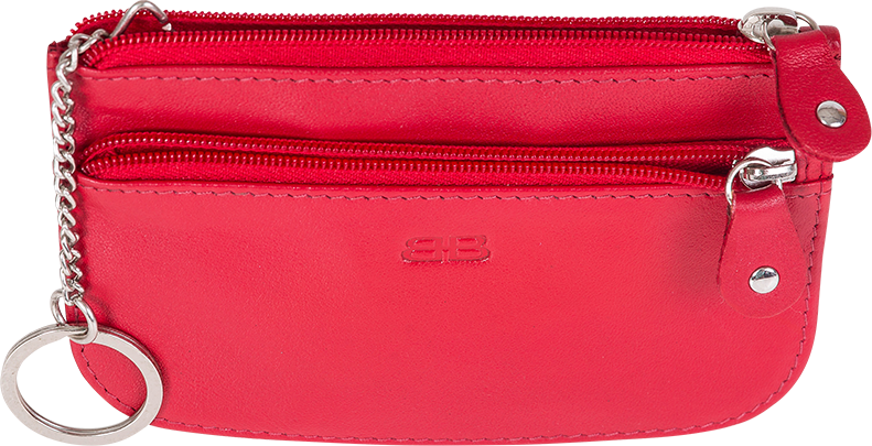 Schlüsseltasche Leder RFID mit Vortasche in rot
