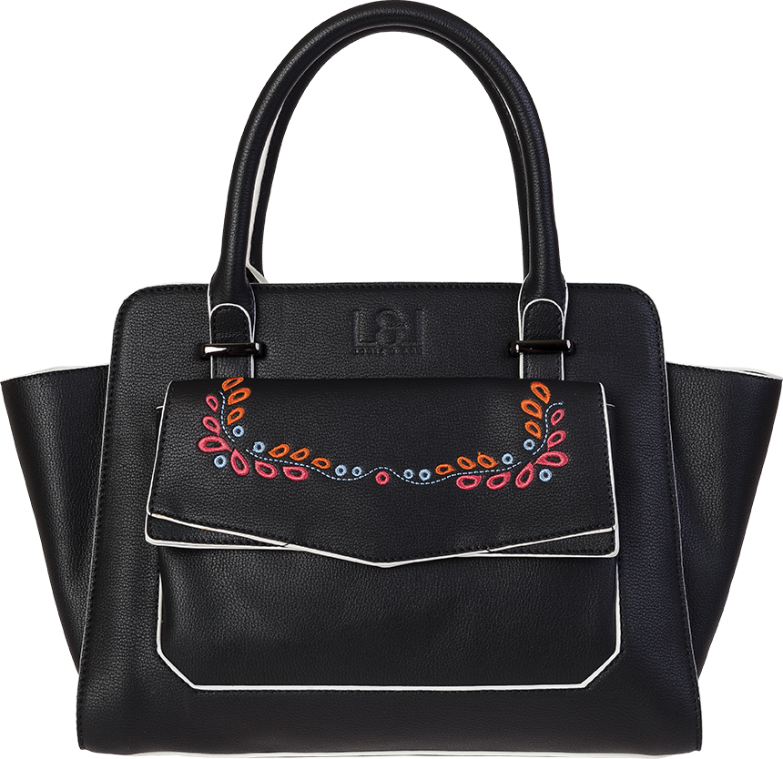 elegante Louiz&Lou Henkeltasche Trapez-bag mit Ornament in schwarz - 2660-60