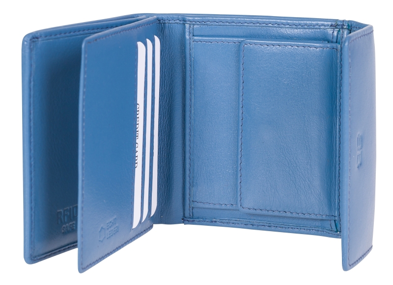 Kleine Damenbörse Minibörse mit Flügelwand in eisblau LEDER RFID - 859-012-58