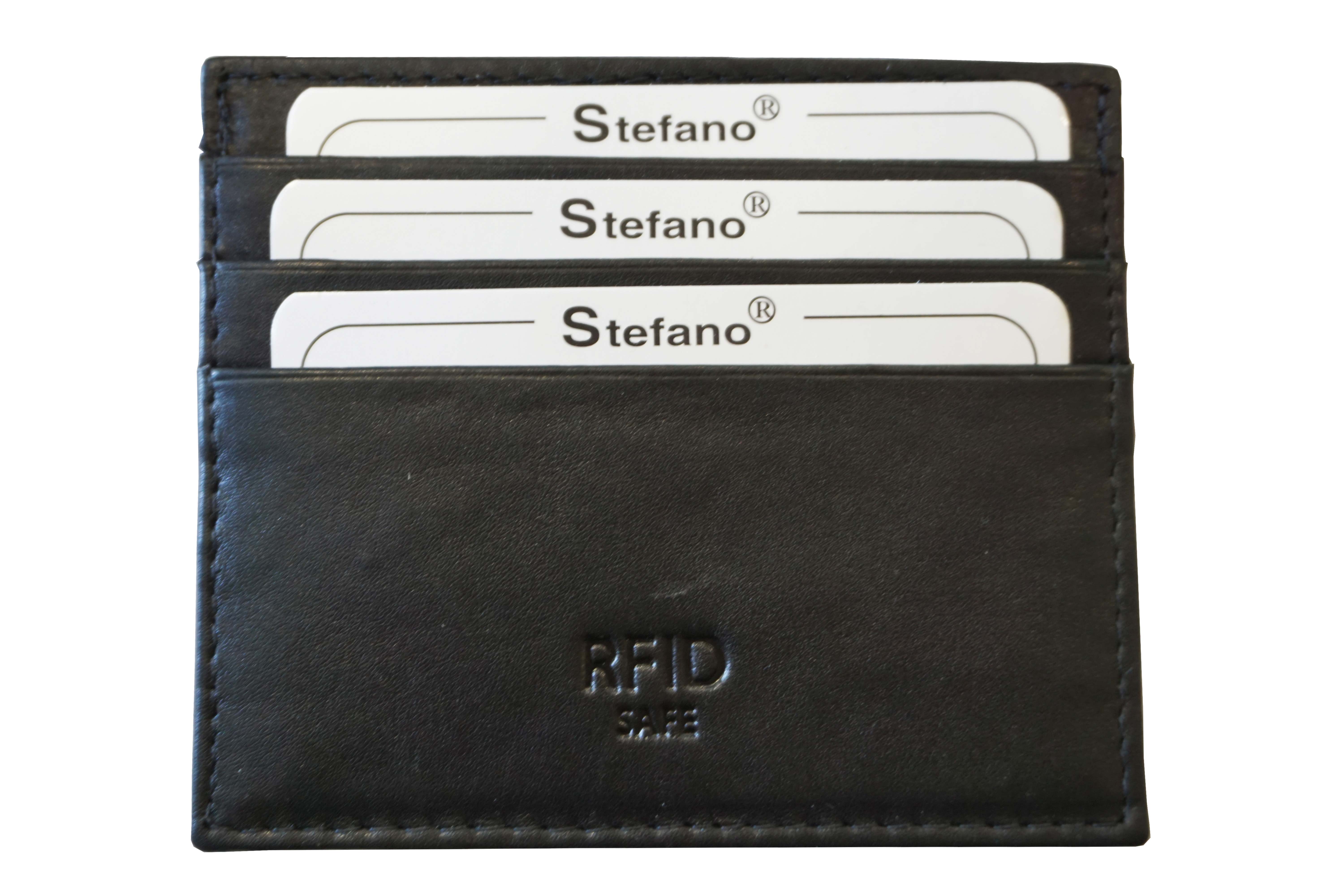 Kreditkarten Etui von Stefano aus Leder mit RFID-Schutz schwarz
