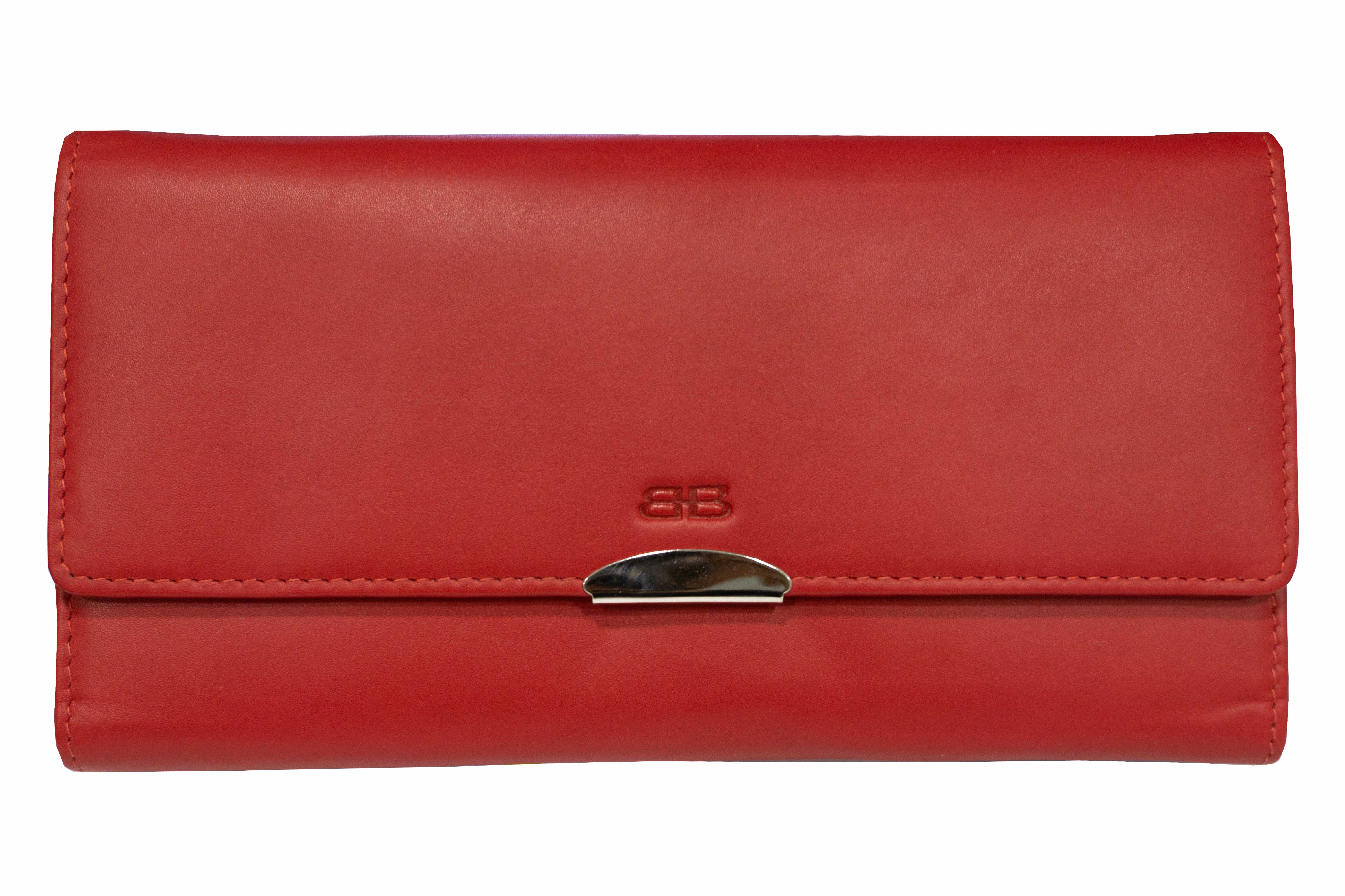 Modische Damenbörse mit Überschlag aus feinstem Leder in rot von Bernardo Bossi - K-240-70