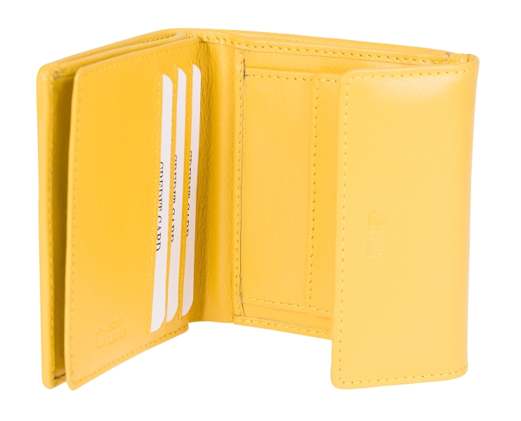Kleine Damenbörse Minibörse mit Flügelwand in gelb LEDER RFID - 859-012-76