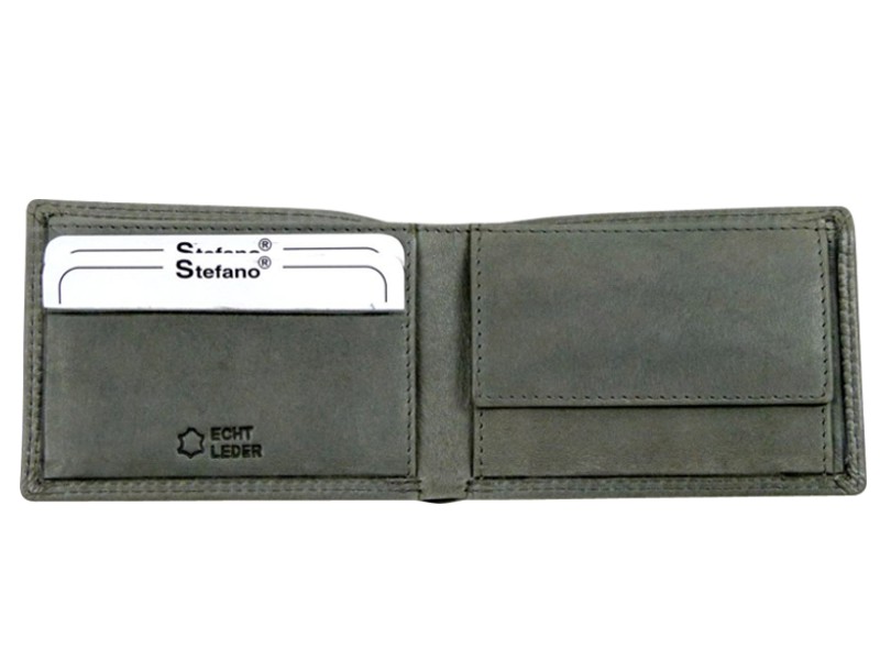 Mini-Scheintasche Minibörse aus Leder von Stefano in grau - 683-023-10