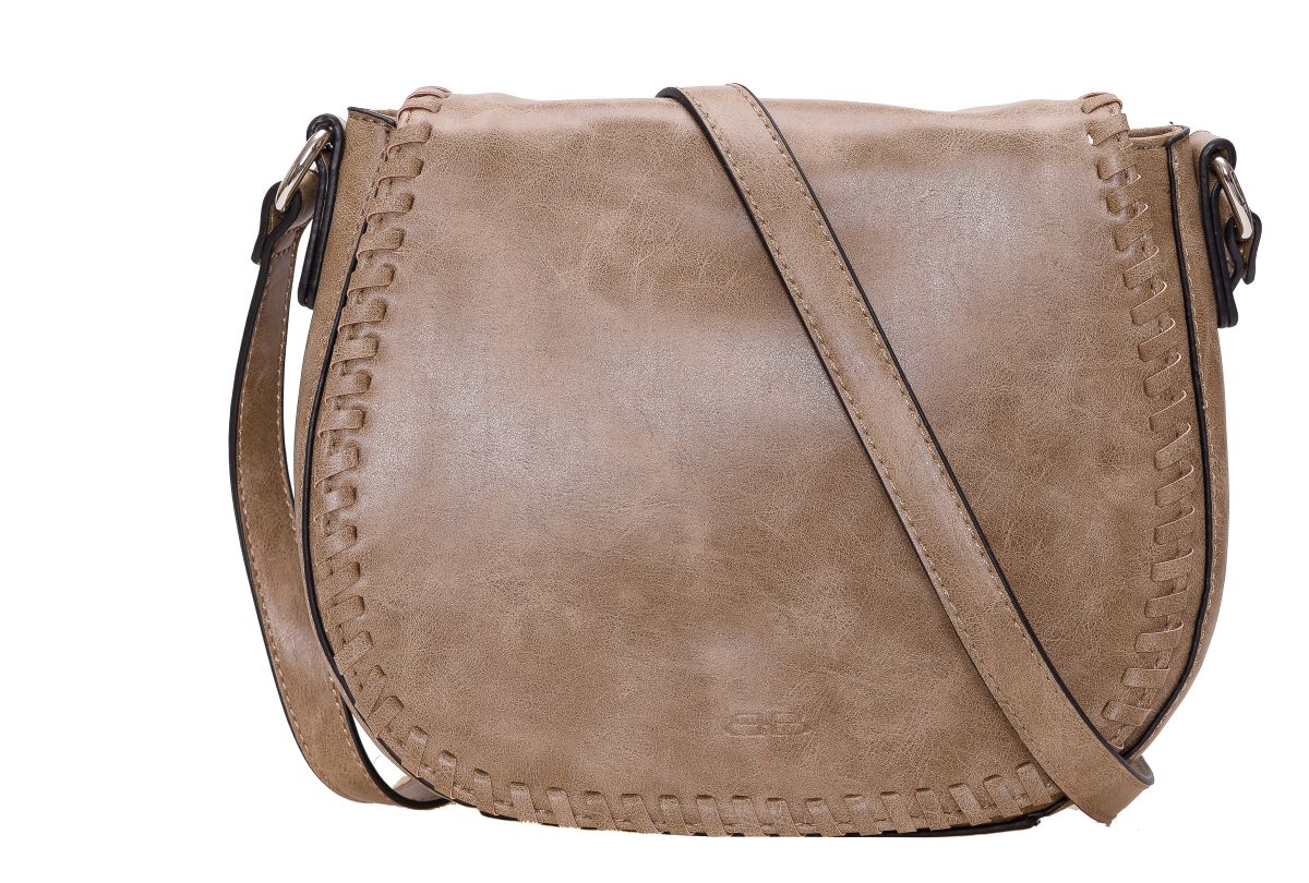 Überschlagtasche Umhängetasche saddle bag in taupe - 460-419-10