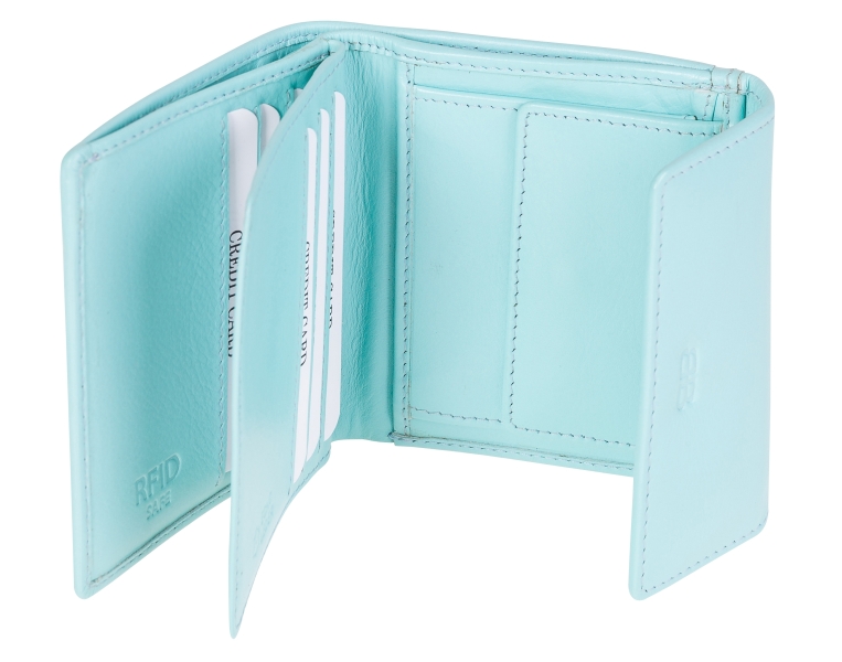 Kleine Damenbörse Minibörse mit Flügelwand in mint LEDER RFID - 859-012-62