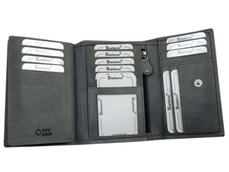 Überschlagbörse mit 15 Kreditkartenfächer grau - 850-023-10