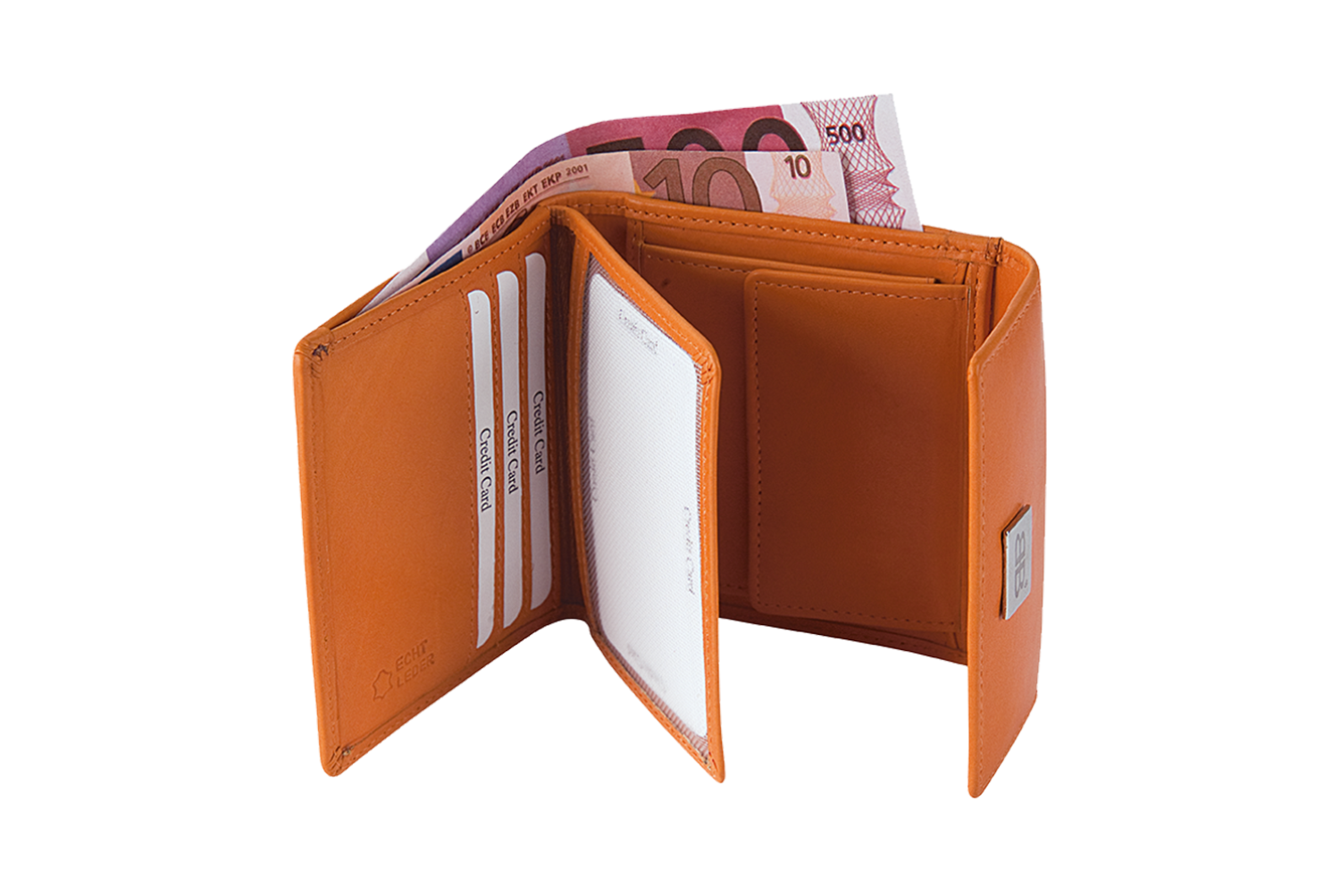 Kleine Damenbörse Minibörse mit Flügelwand in orange LEDER - 859-019-04