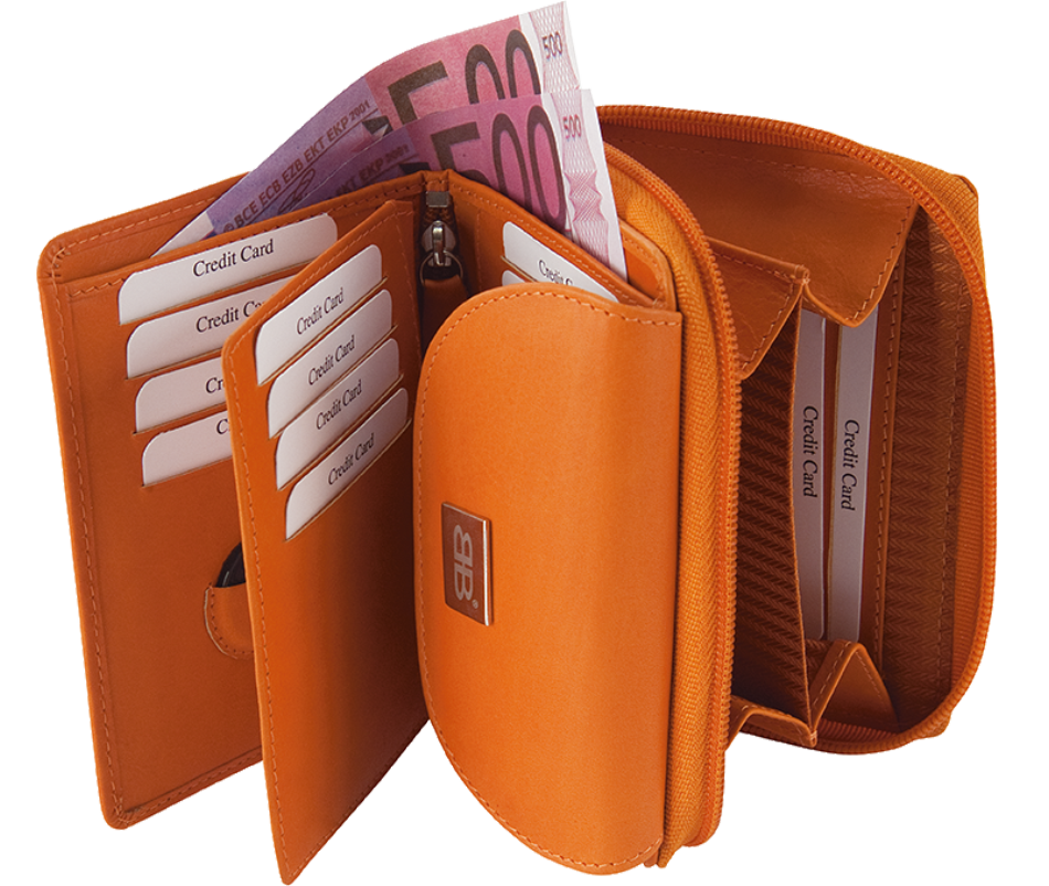 Damenbörse mit Überschlag in lila Leder RFID - 848-019-07