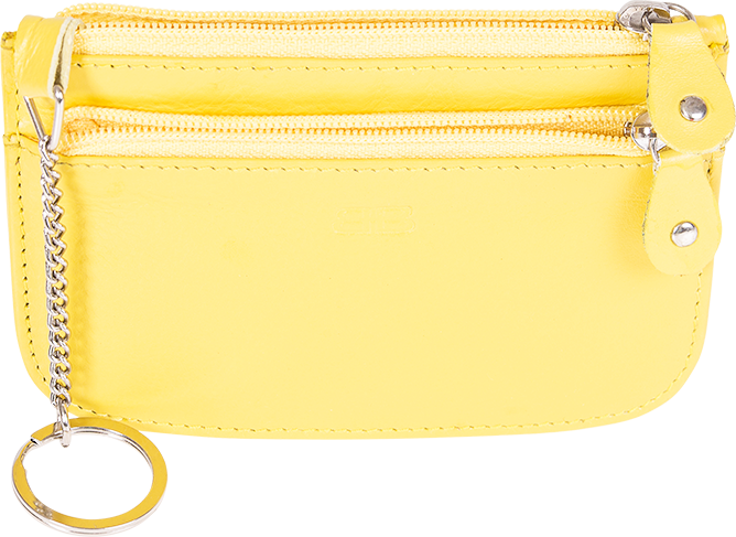 Schlüsseltasche Leder RFID mit Vortasche in gelb