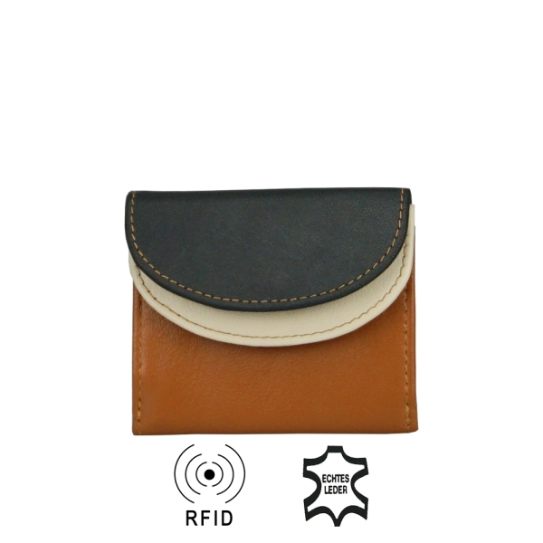 Minibörse kleiner Geldbeutel mit Doppelüberschlag in schwarz von Stefano Leder RFID - 862-011-60