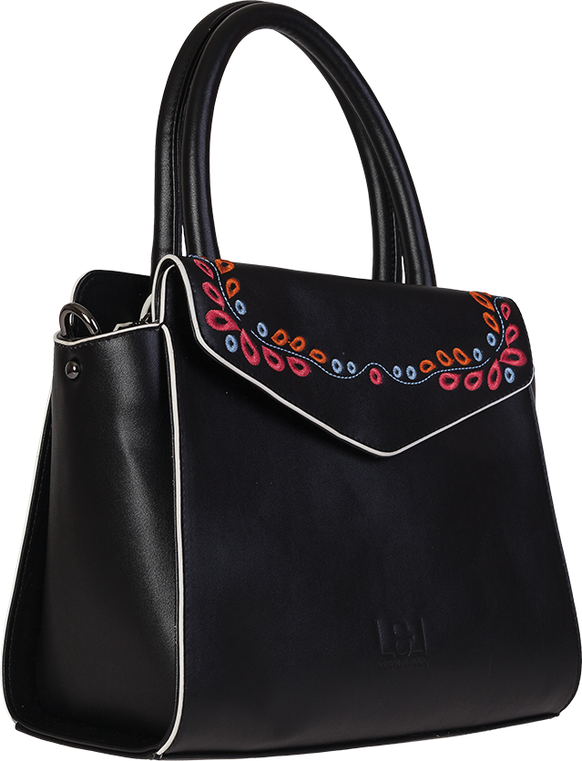 elegante Louiz&Lou Henkeltasche Trapez-bag mit Ornament in schwarz
