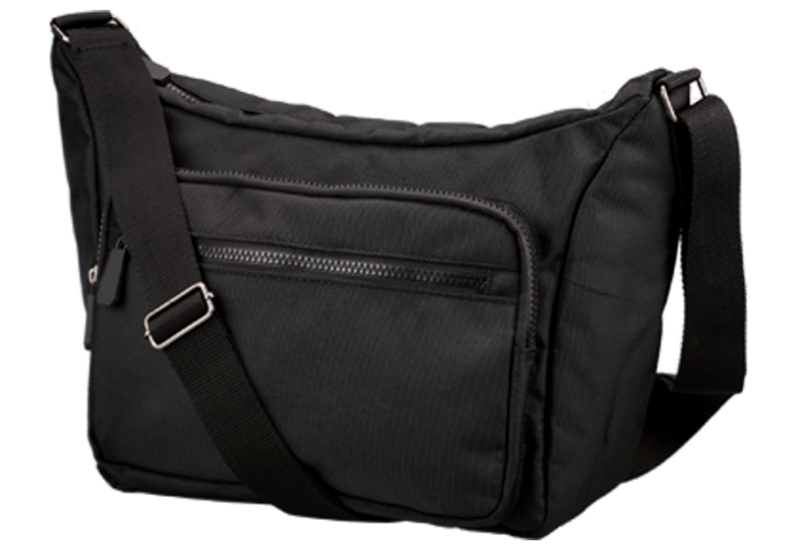 Umhängetasche mit Vortasche aus wasserabweisenden Ballistic-Nylon in schwarz - 443-419-60