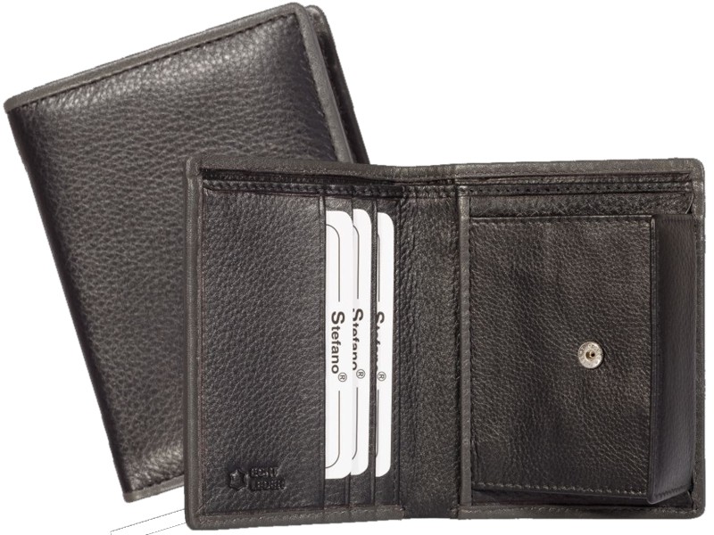 Mini-Kombibörse Leder mit RFID-Schutz von Stefano in schwarz