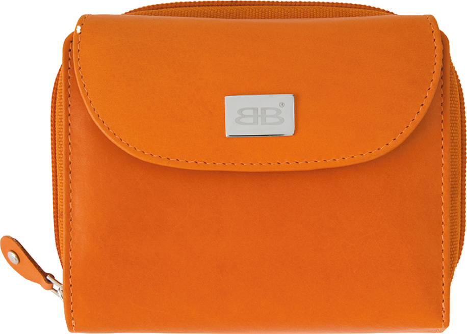 Damenbörse mit Überschlag in orange Leder RFID - 848-019-04