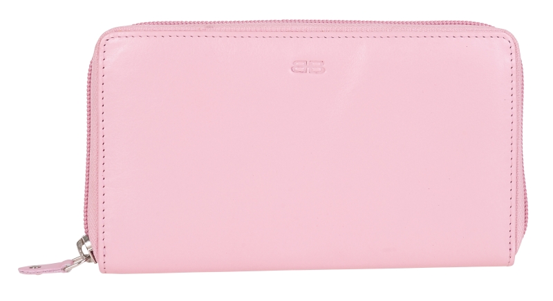 Damen Rundumreißverschlussbörse Leder RFID in rosa von Bernardo Bossi - 810-012-80