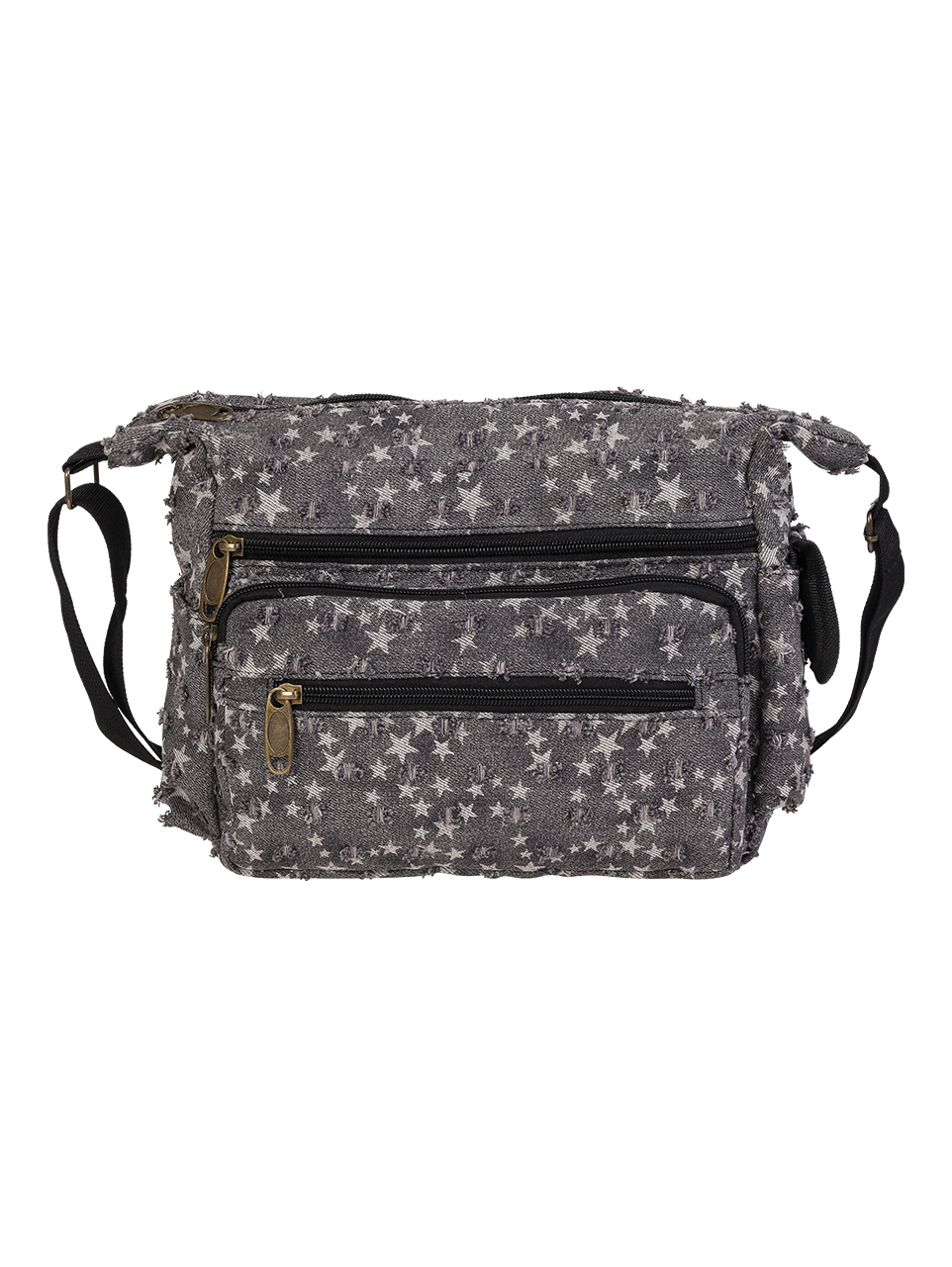 Shoulder Bag aus Canvas mit Sternen in grau