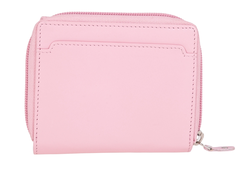 Damenbörse mit Überschlag und Fächer Leder RFID in pink - 848-012-40