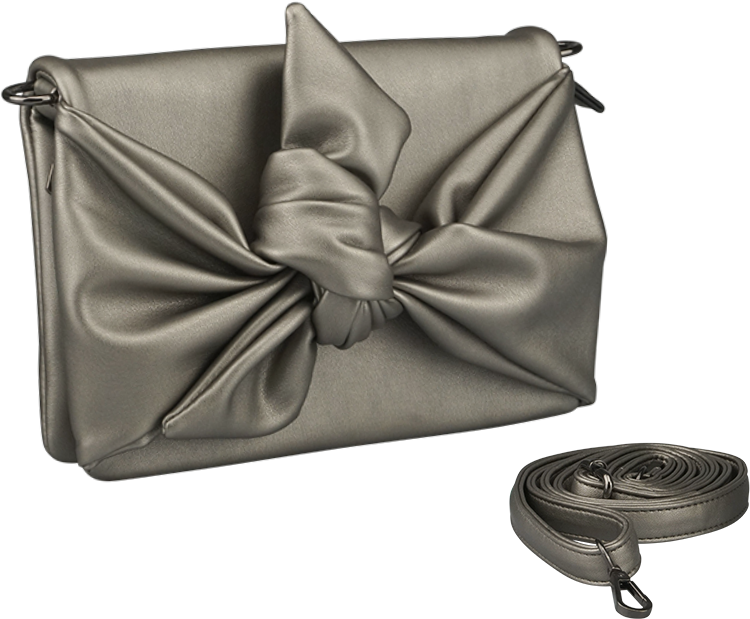 Clutch Abendtasche mit Knoten aus soft PU in silber - 296-01-11
