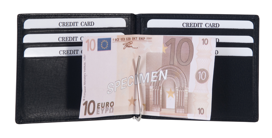 Dollarclip mit Kreditkartenfächern von Stefano in schwarz - 475-032-60