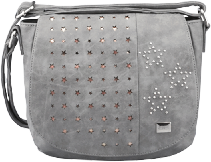 Überschlagtasche mit glänzenden Sternen Lasercut in grau