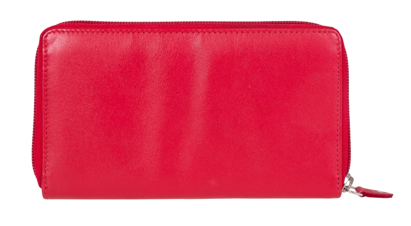 Damen Rundumreißverschlussbörse Leder RFID in rot von Bernardo Bossi - 810-012-70