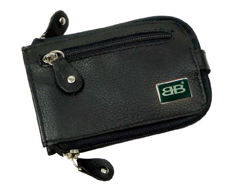 Schlüsseltasche Schlüsseletui mit 2 Schlüsselfächer in schwarz LEDER - 851-019-60