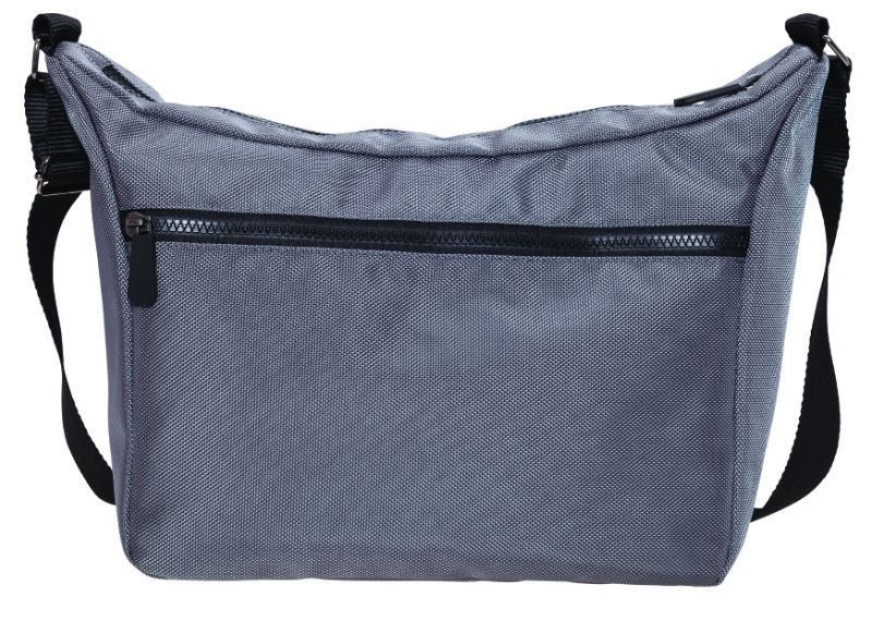 Umhängetasche mit Vortasche aus wasserabweisenden Ballistic-Nylon in grau - 443-419-10