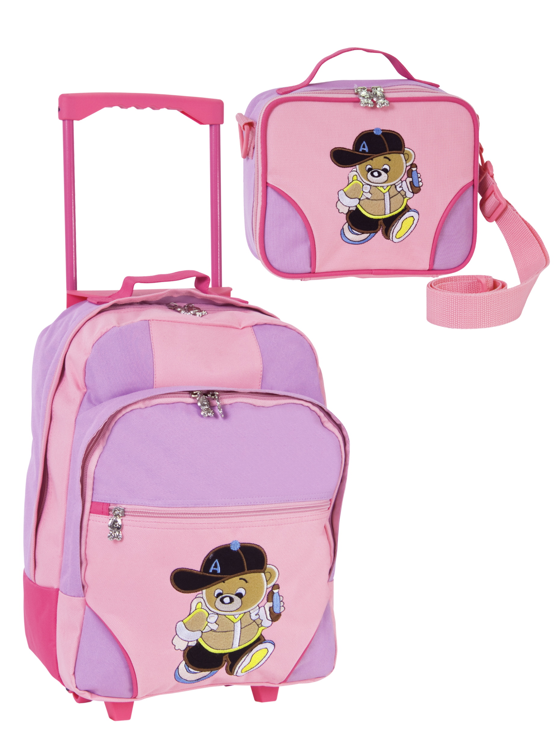 2 teiliges Kinderreiseset Mädchen mit Teddy-Bär in pink von Stefano - 1218-02-80