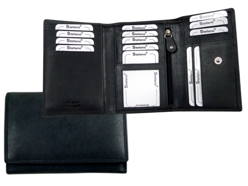 Überschlagbörse mit 15 Kreditkartenfächer schwarz - 850-023-60