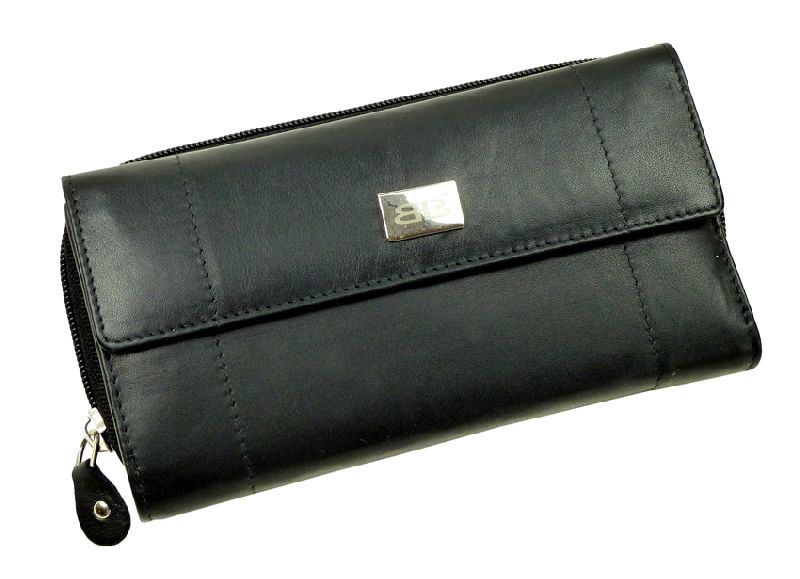 Große Damenlangbörse in schwarz aus LEDER RFID - 849-019-60