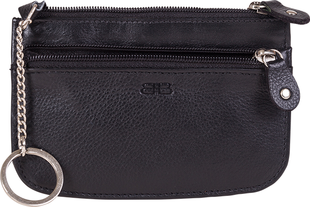 Schlüsseltasche Leder RFID mit Vortasche in schwarz