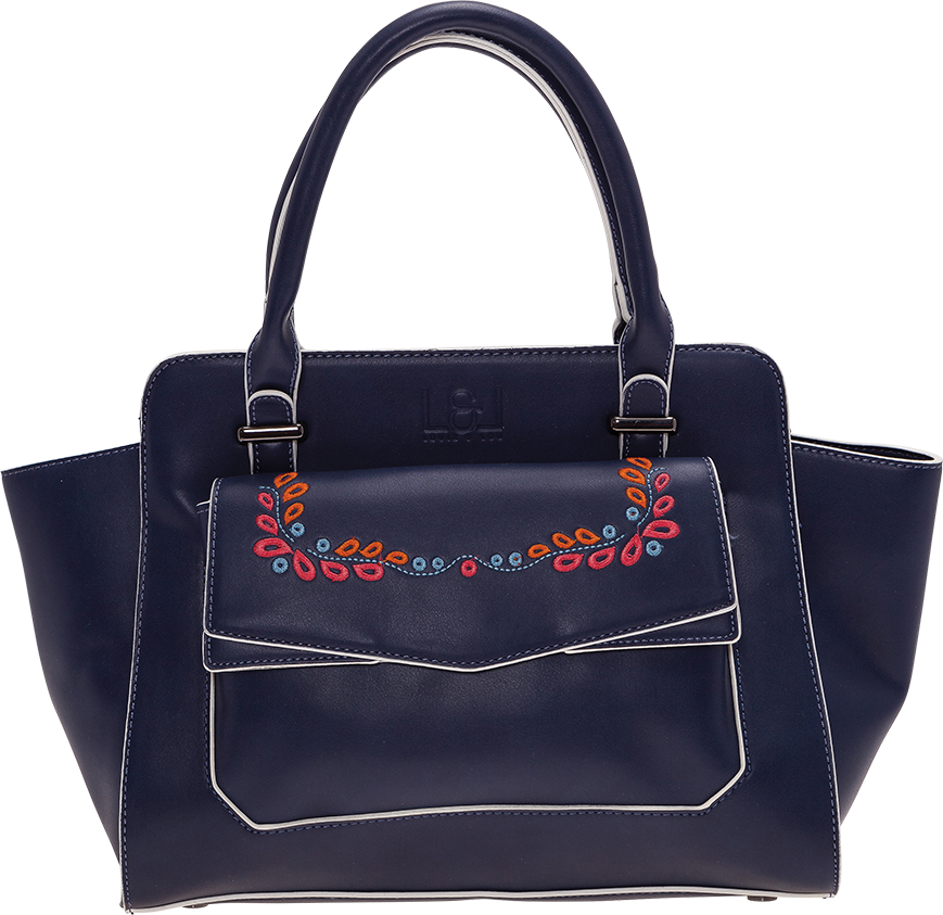 elegante Louiz&Lou Henkeltasche Trapez-bag mit Ornament in blau - 2660-65
