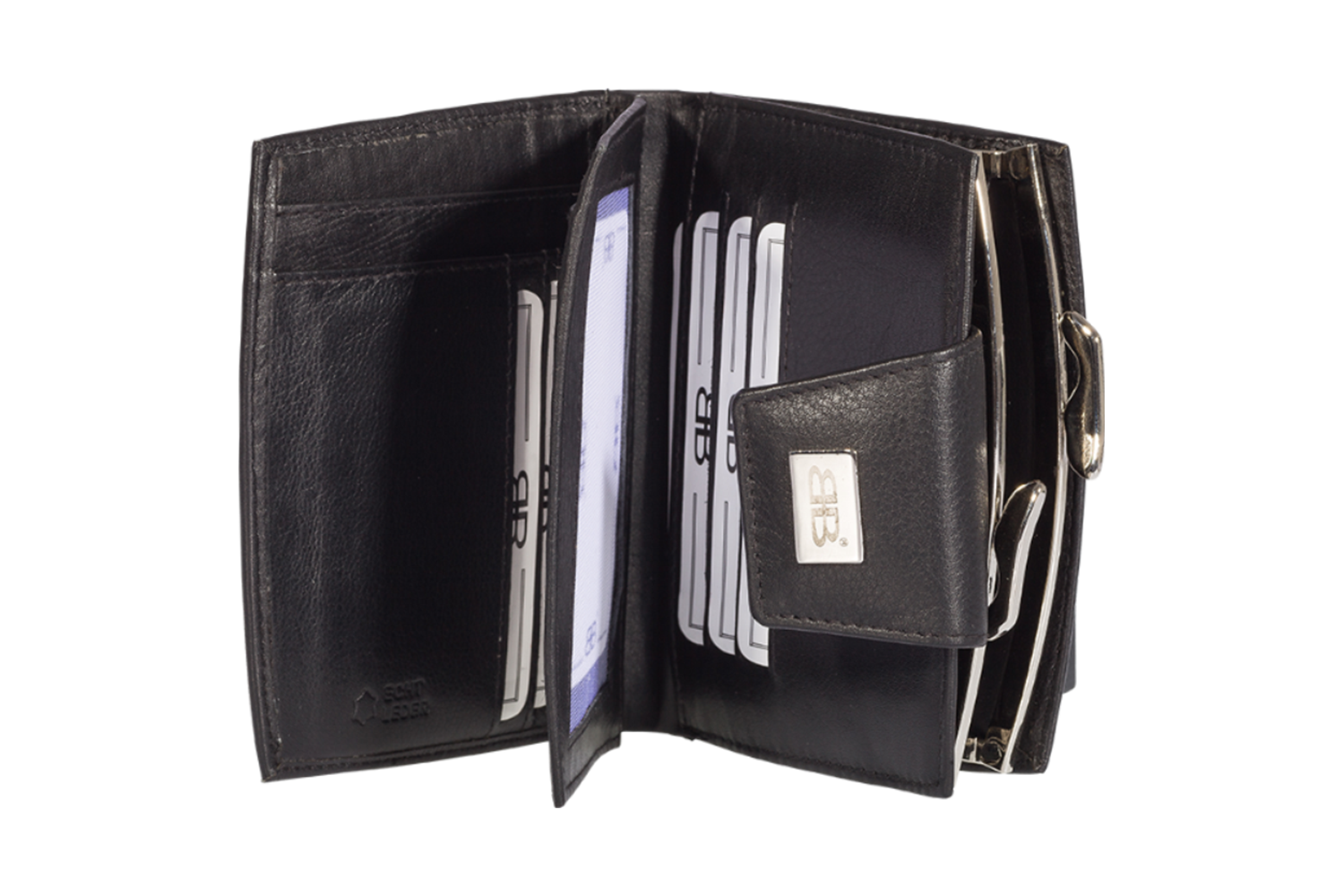 Damenbörse mit Bügel Bügelbörse in schwarz von Bernardo Bossi LEDER RFID - 853-019-60