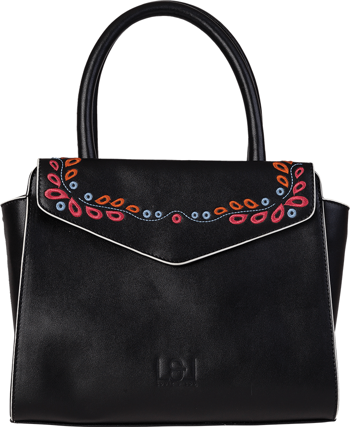 elegante Louiz&Lou Henkeltasche Trapez-bag mit Ornament in schwarz