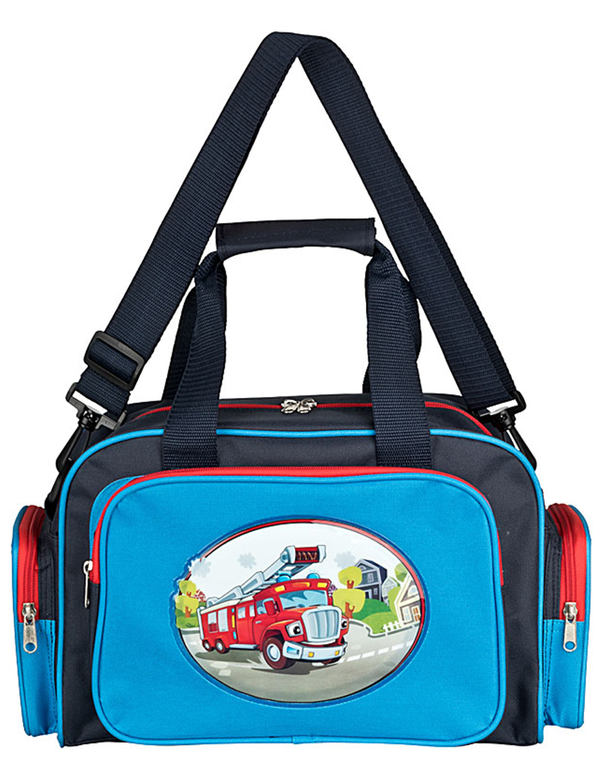 Kinder Reisetasche Kindergartentasche mit Feuerwehr Motiv in blau - 76582