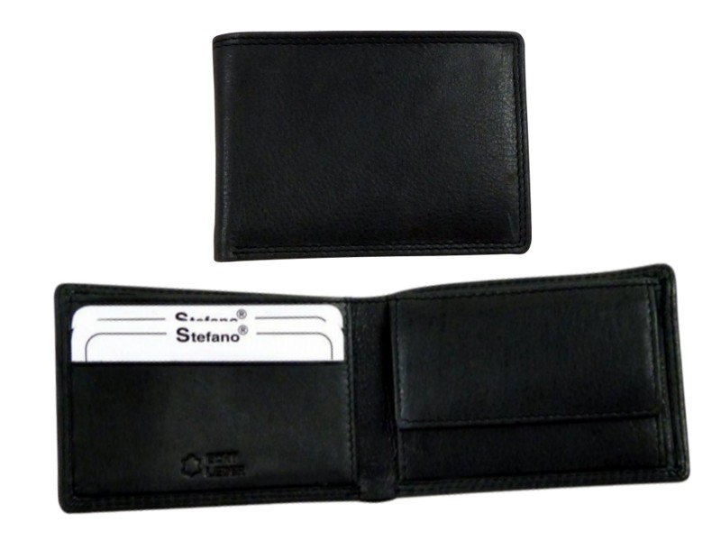 Mini-Scheintasche Minibörse aus Leder von Stefano in schwarz - 683-023-60